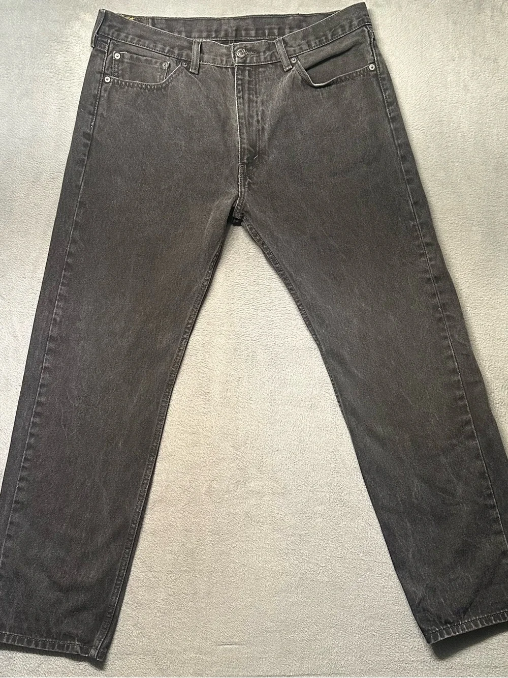 Levi’s 505 Mens 38X32 Regular Fit Jeans Black Straight Leg Denim